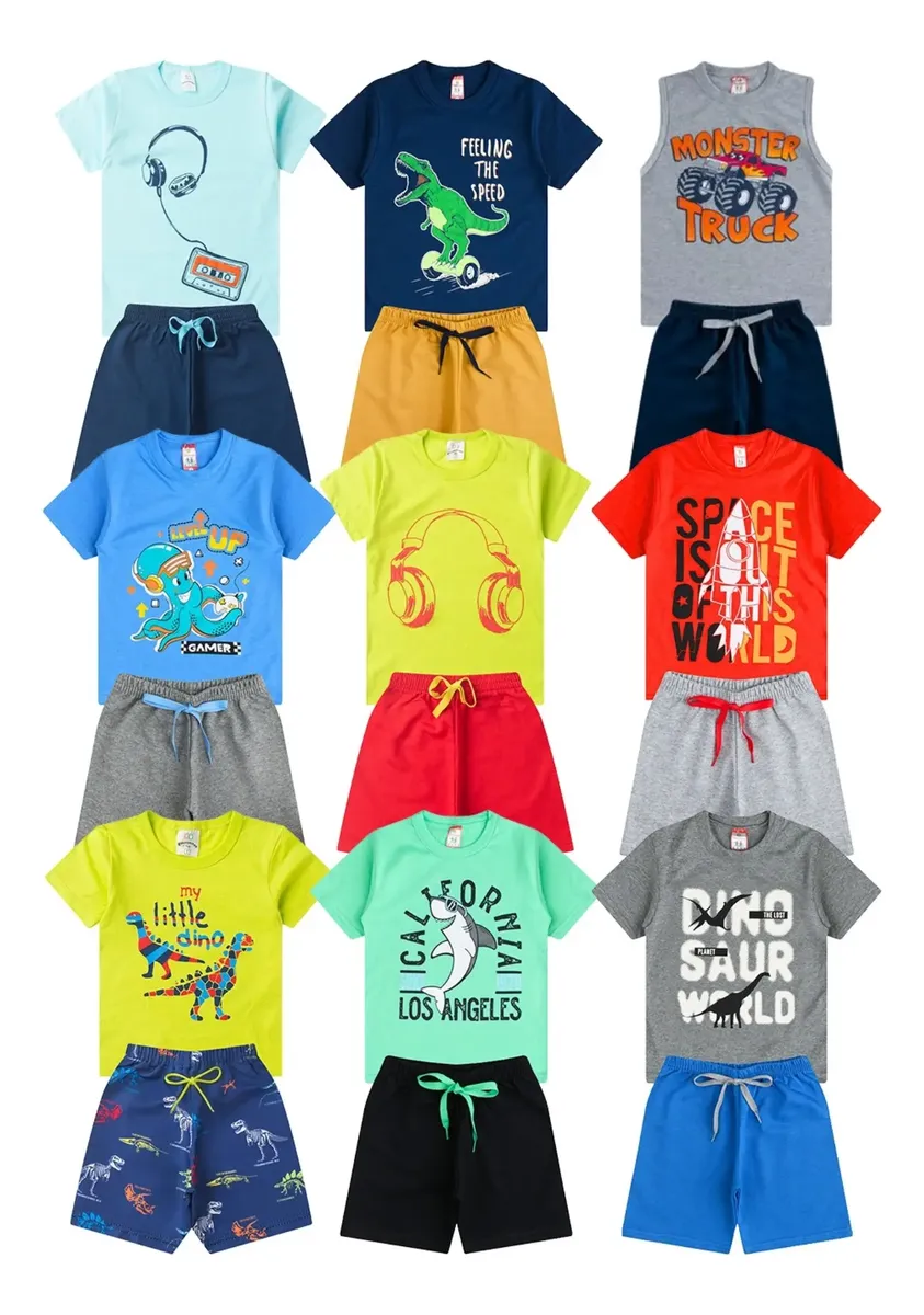 Kit Sortido 10 Peças Roupas Infantil Menino Verão 5 Conjunto