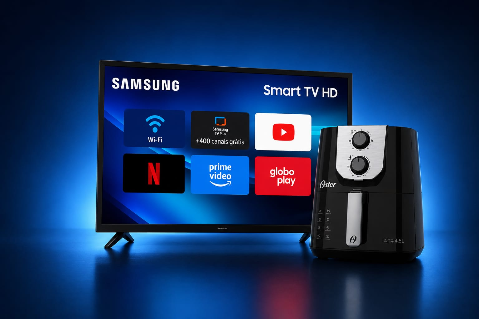 Kit Smart Tv Samsung Hd 32&quot&quot H5000f Bivolt + Fritadeira Black Perform 4,5l Oster Ofrt510 127v