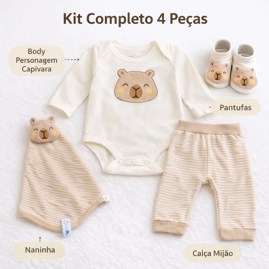 Kit Presente Bebê Recém Nascido Body Mijão Pantufa Naninha — imagem 2