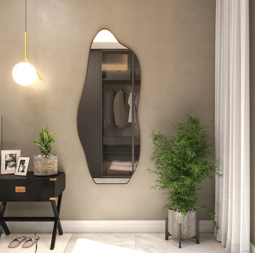 Espelho 100x50 Orgânico Corpo Inteiro Grande Moldur Caramelo Preto