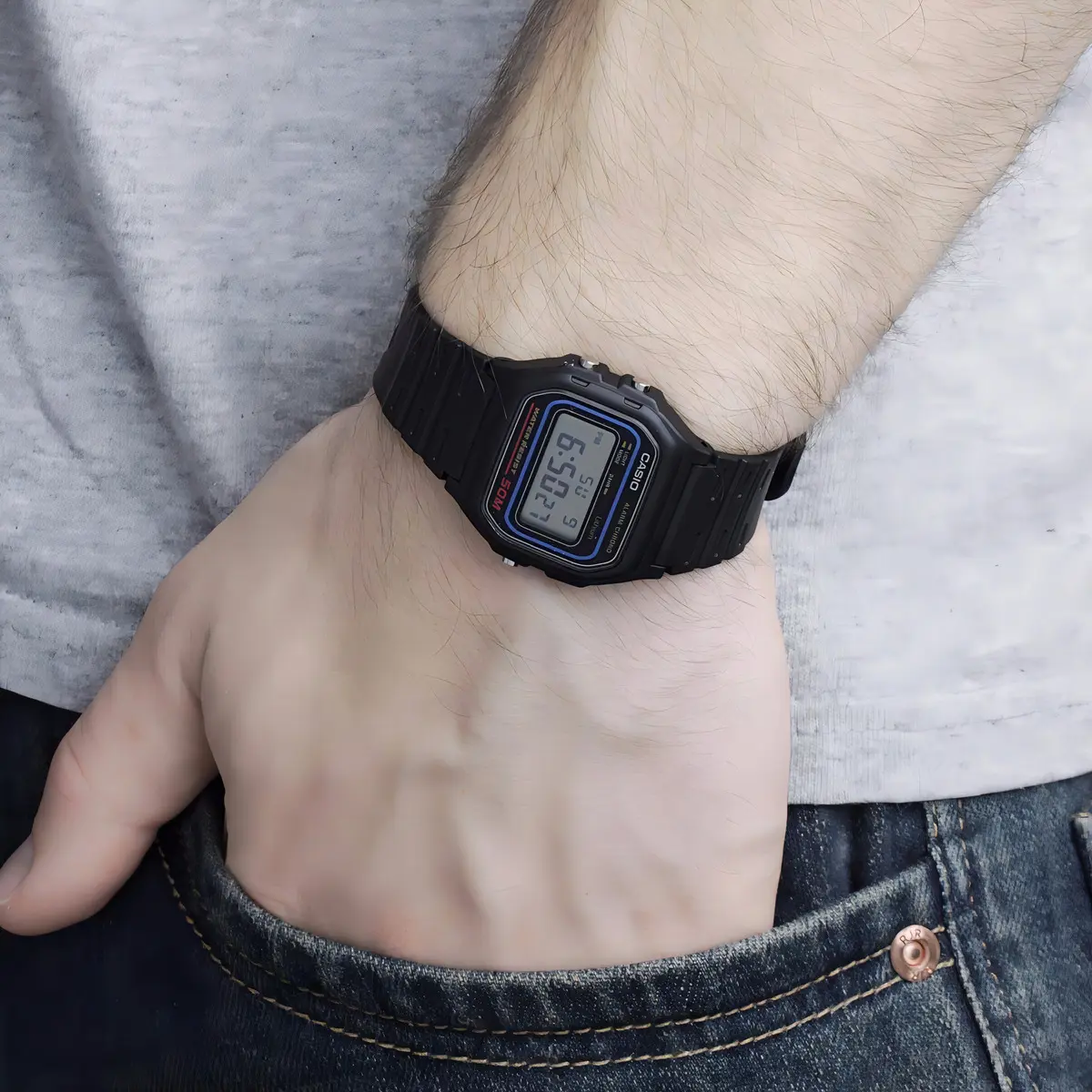 Relógio Casio Masculino Digital Preto de Resina W-59-1VQ