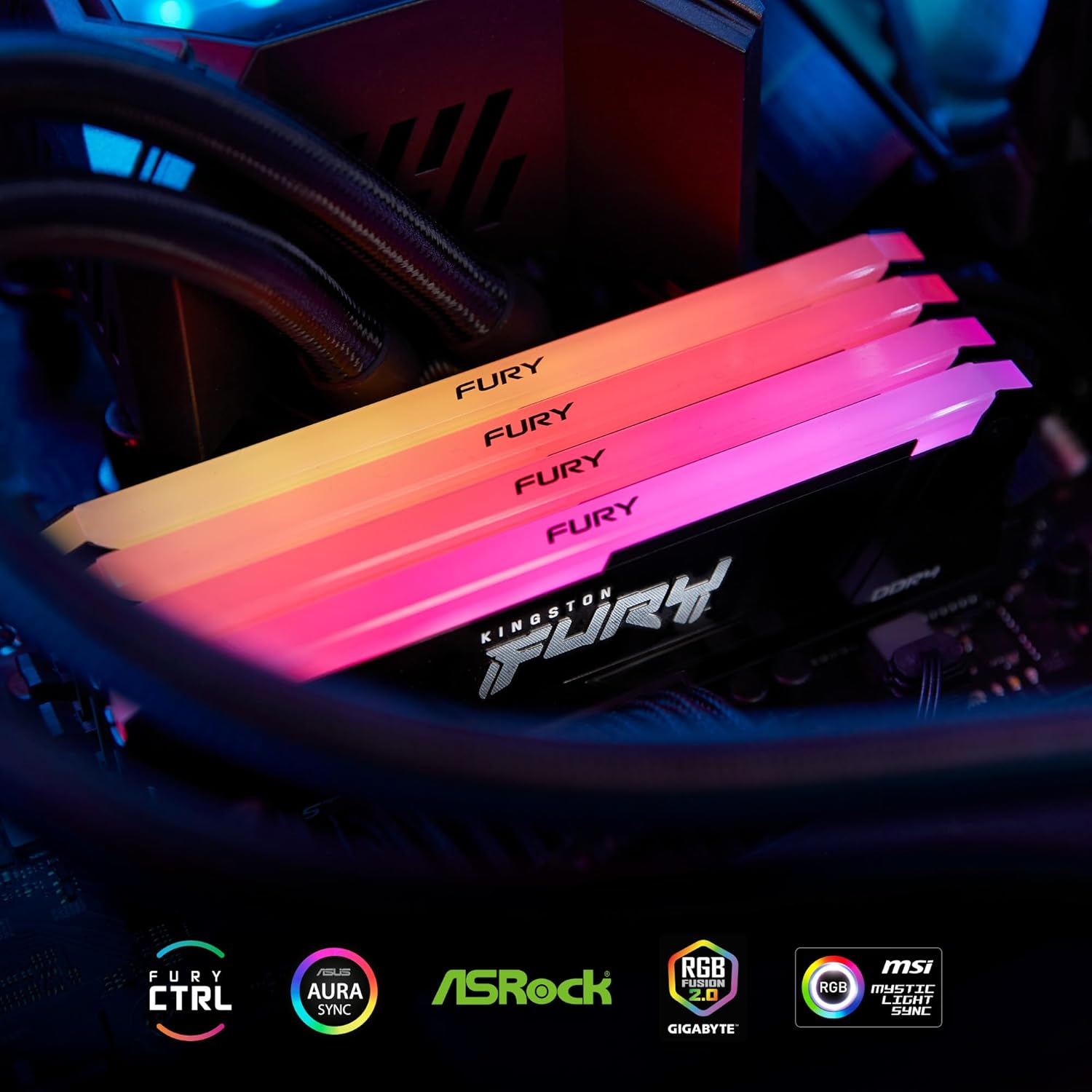 Kingston Memória de computador Fury Beast RGB 16GB 3200MT/s DDR4 CL16 DIMM KF432C16BB12A/16