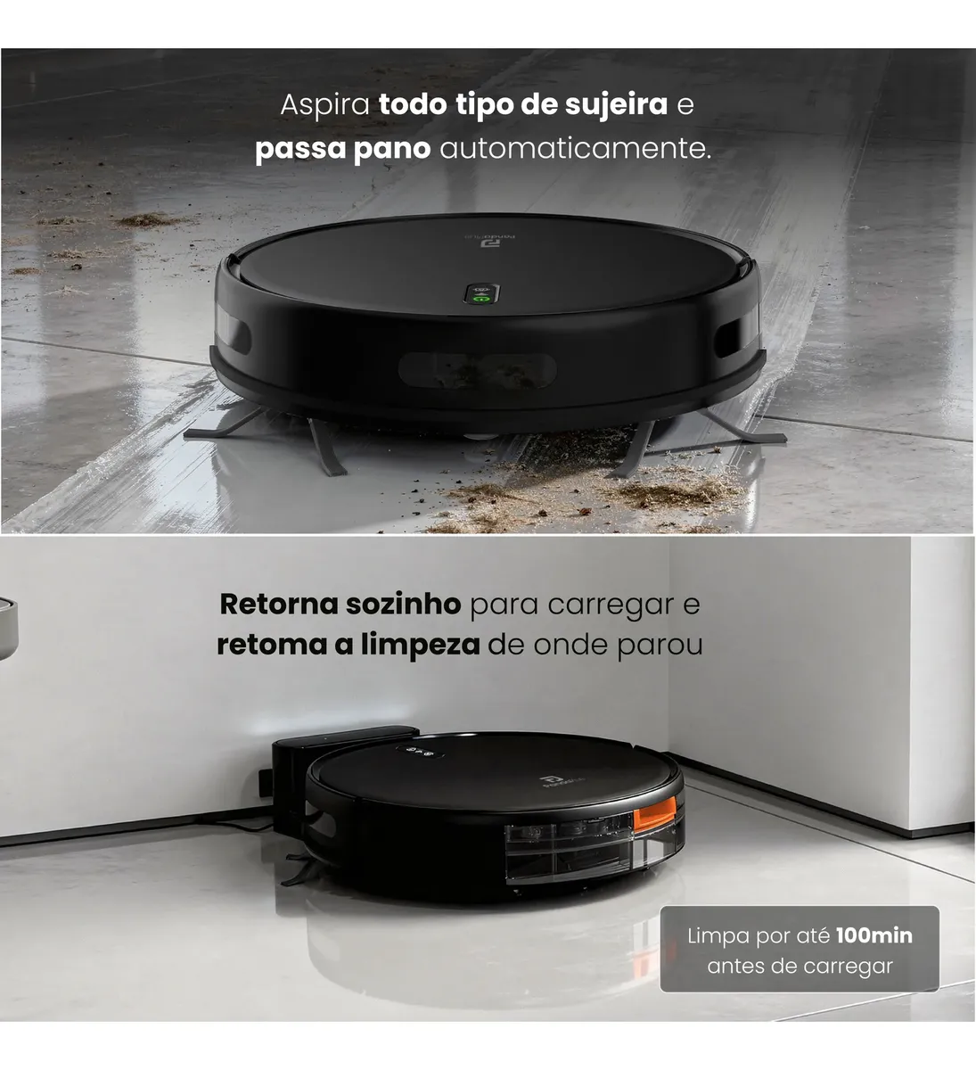 Robô Aspirador De Pó E Passa Pano App Pandaplus Tuya Bivolt