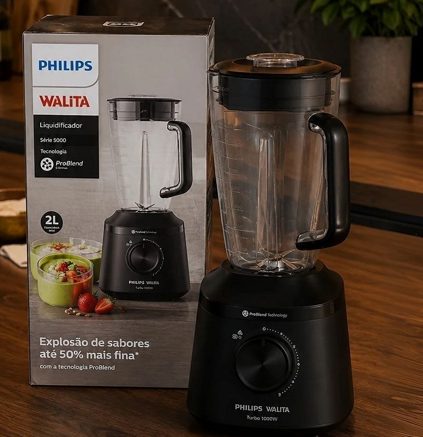 Philips Walita, Liquidificador Série 3000 Turbo, 220V, Preto, 1000W - HR2270/90