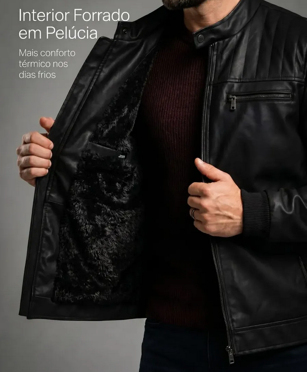 Jaqueta Couro Masculina Motoqueiro Impermeavel Inverno Frio (P ao G1)