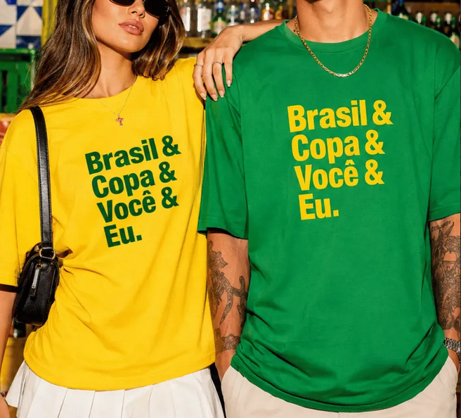 Kit 2 Camiseta Casal Brasil Copa Você E Eu Dia Dos Namorados