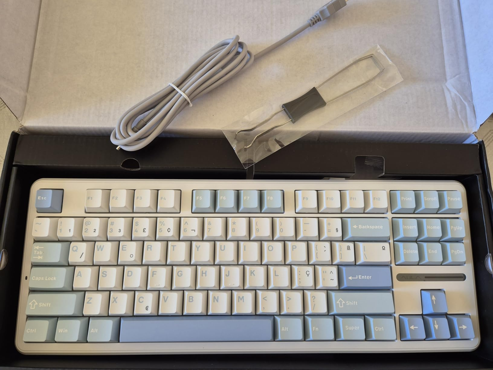 AULA Teclado mecânico sem fio F87, teclado de troca a quente personalizado 75% TKL, teclado para jogos de montagem em junta com teclas PBT, interruptores de madeira cinza pré-lubrificados, teclado