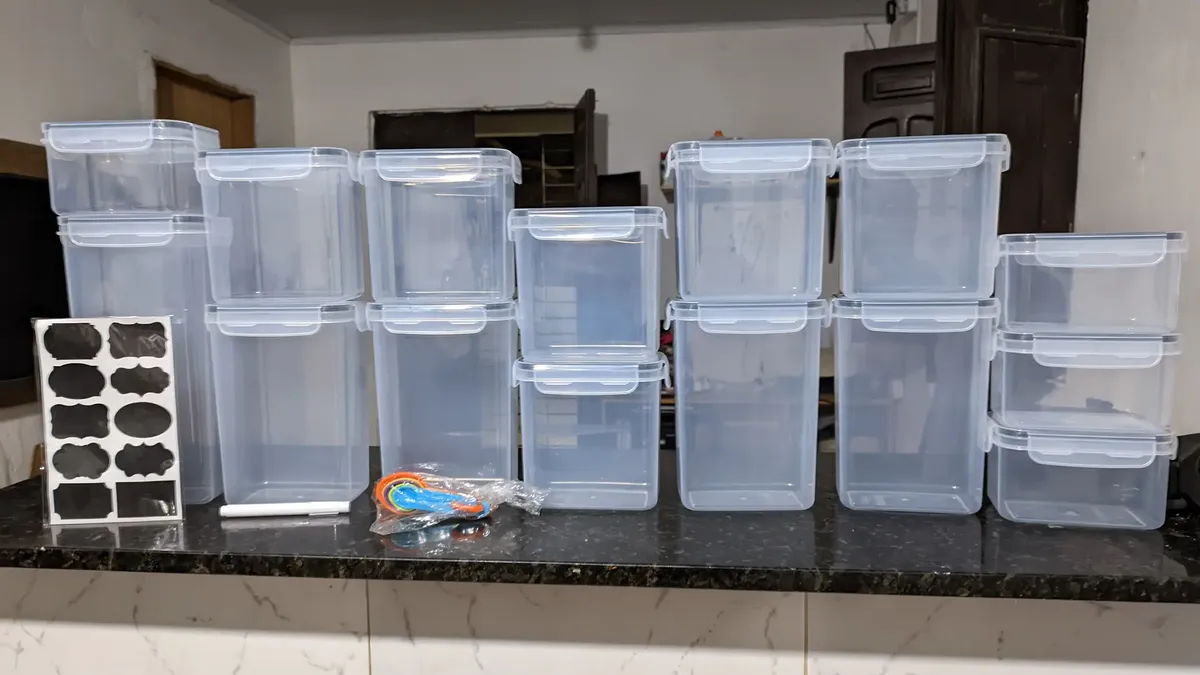 Kit 15 Potes Hermético Cadencia Mantimentos Quadrado Cozinha Branco
