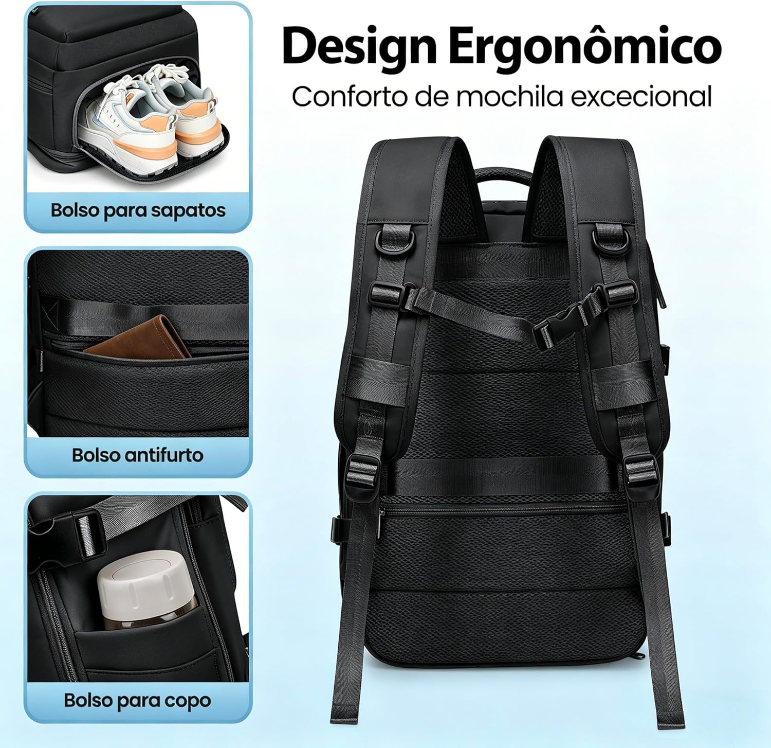 MOCHILA EXPANSÍVEL E RESISTENTE PRO DIA A DIA