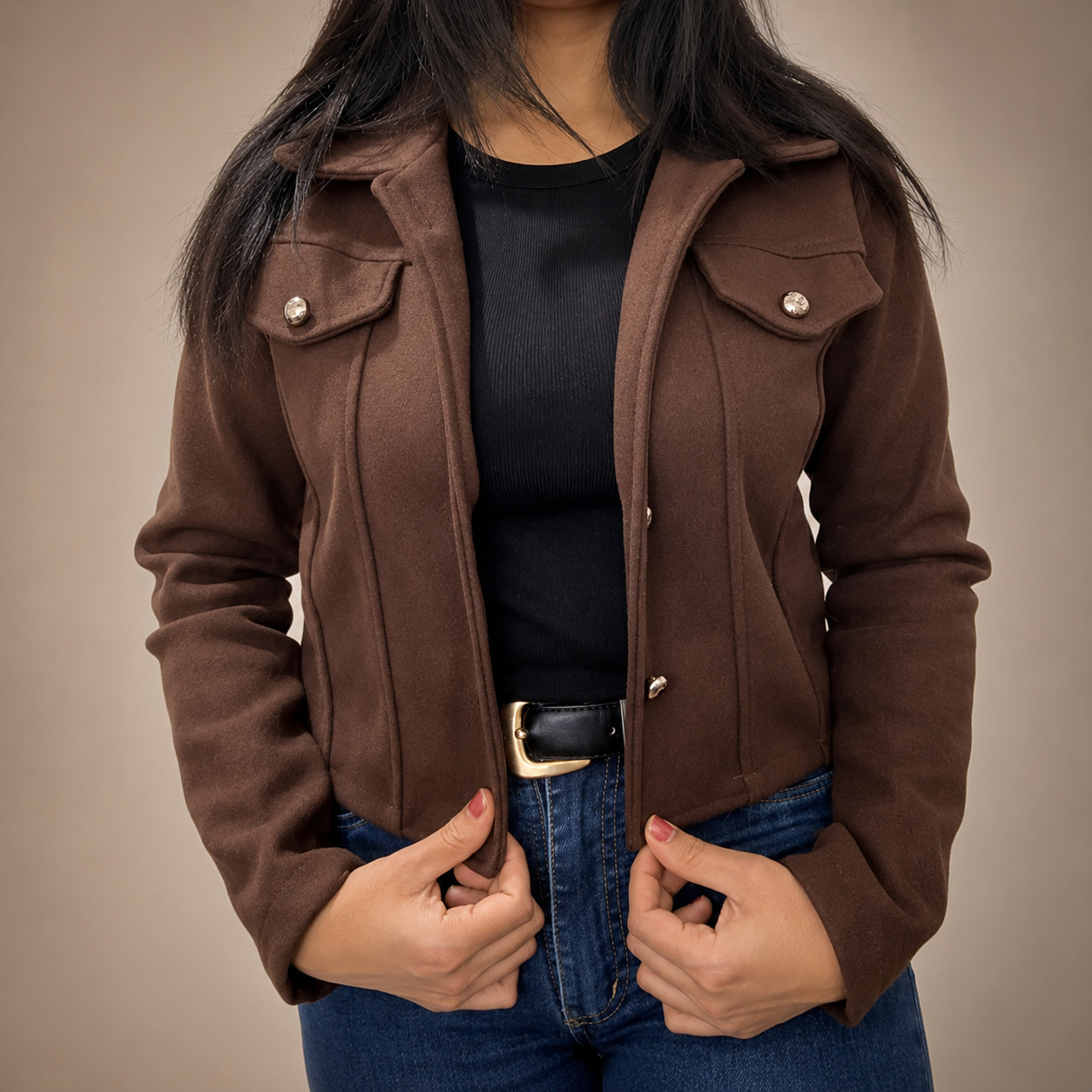 Jaqueta Feminina Casaco Para Inverno Lã Batida Agasalho