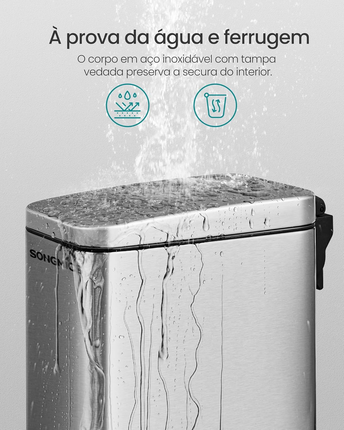 LIXEIRA COMPACTA E COM FECHAMENTO SUAVE