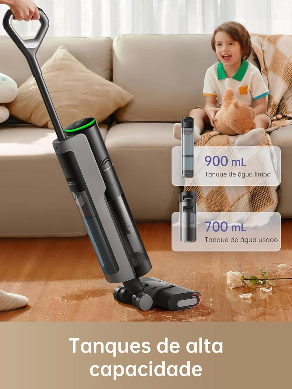 Aspirador Vertical Sem Fio a Seco e Úmido DREAME H12 Pro | Limpador de Piso Inteligente, para Pisos Duros, Limpeza Borda a Borda, Secagem Automática com Ar Quente, 220-240V