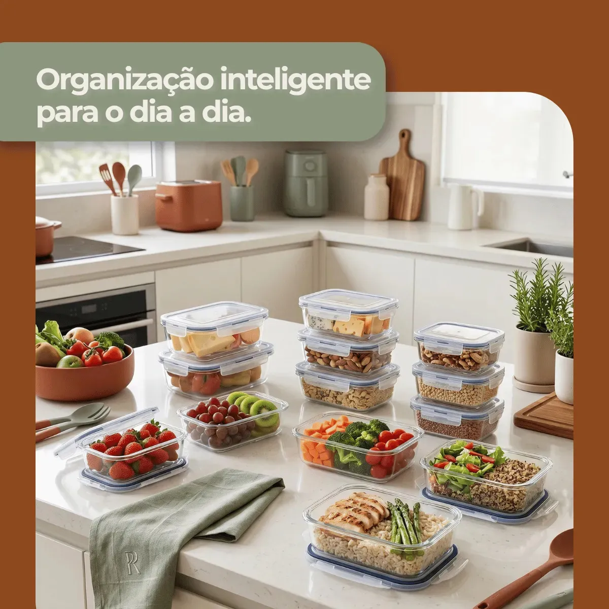 KIT DE 10 POTES DE VIDRO, VÃO AO FORNO E MICRO-ONDAS