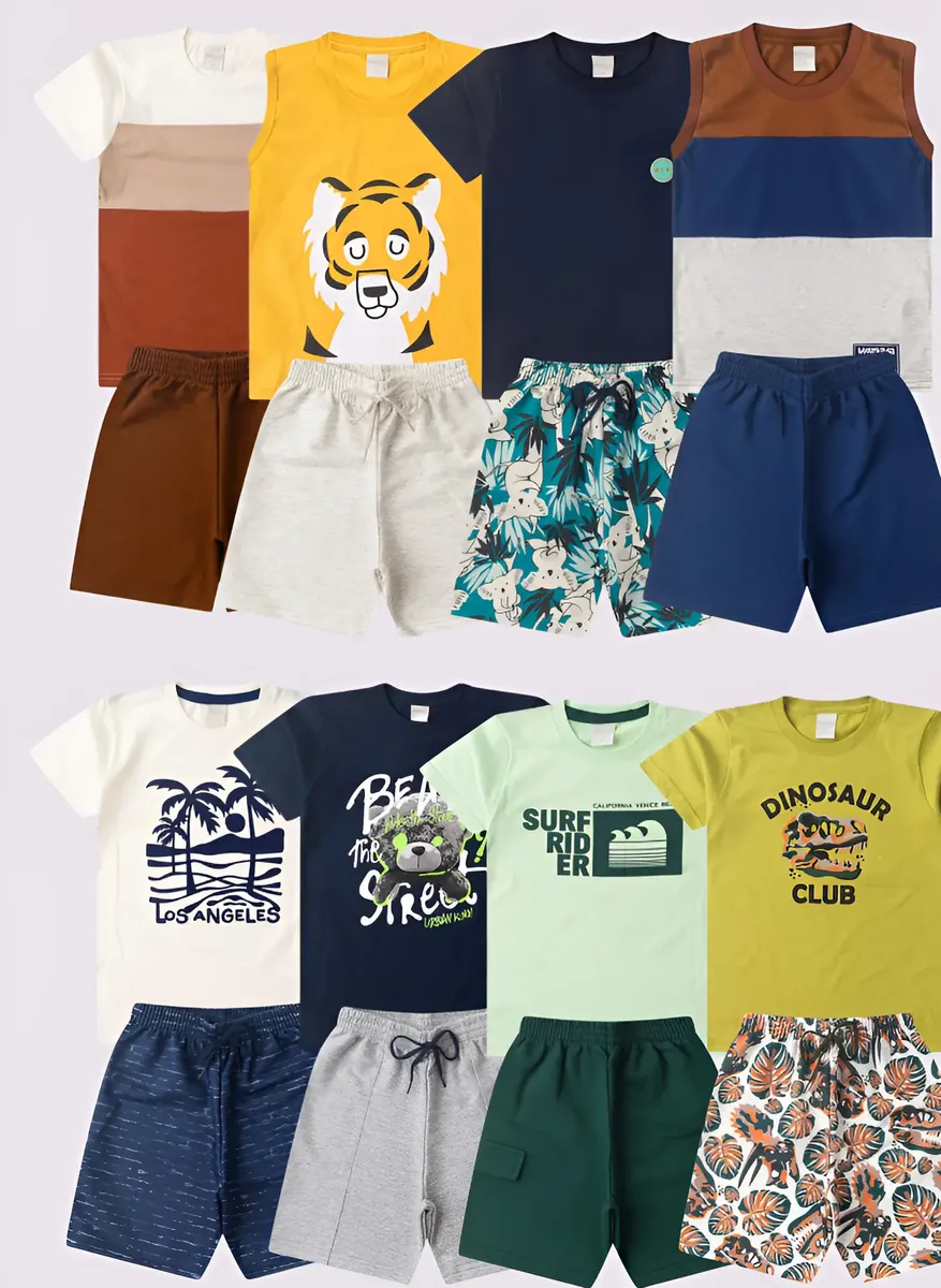 Kit Sortido 8 Peças De Roupas Infantis Menino Verão