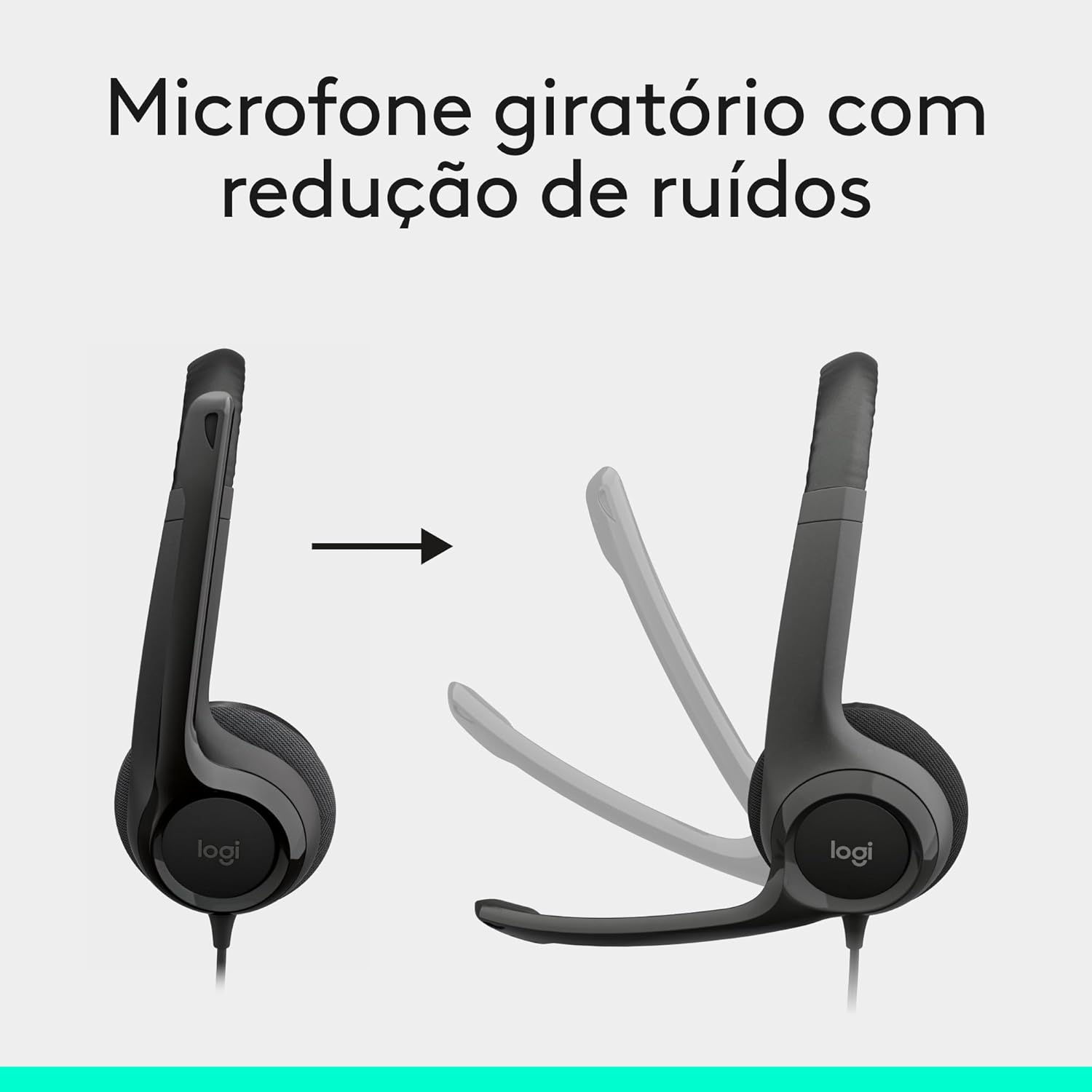 Headset com fio USB Logitech H390 com Almofadas Confortáveis, Controles de Áudio Integrado e Microfone com Redução de Ruído - Preto