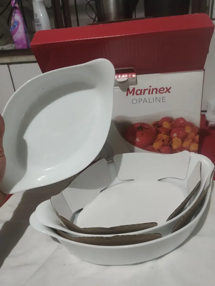 Marinex Conjunto de Assadeiras Oval Opaline 3 Peças Branco