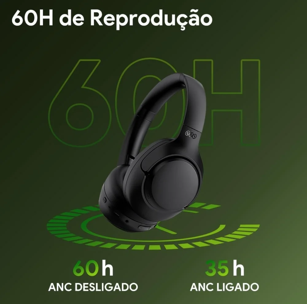 Headset Qcy H3 Anc Adaptativo Bluetooth 5.3 Multiponto 60h Cor Preto