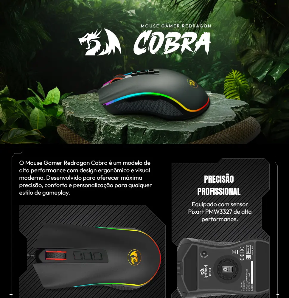 MOUSE GAMER DA REDRAGON COM RGB