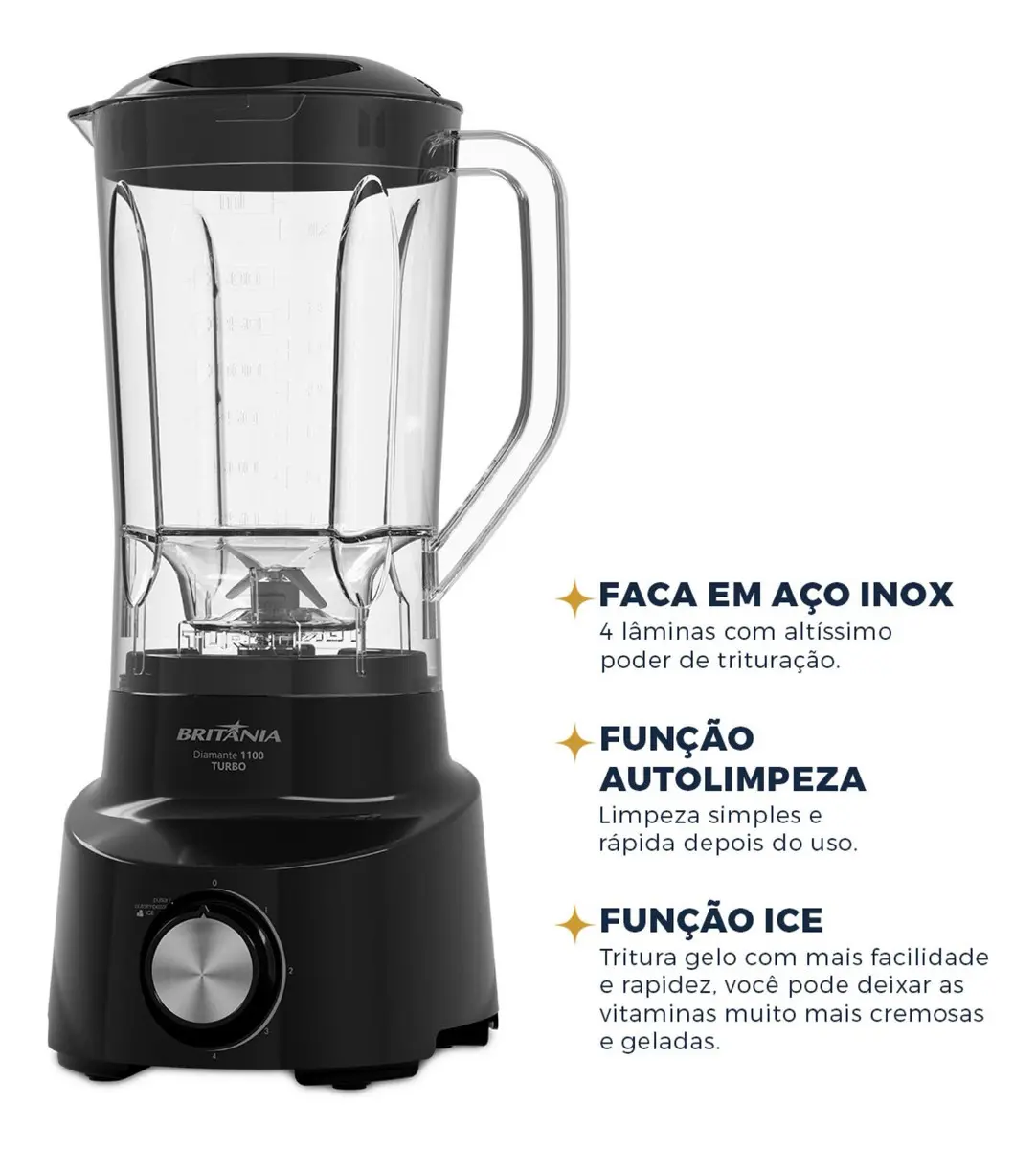 Liquidificador Britânia 2.6l Diamante 1100 Preto