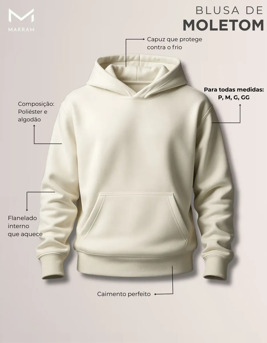 Moletom Canguru Liso Algodão Unissex Blusa De Frio Flanelado