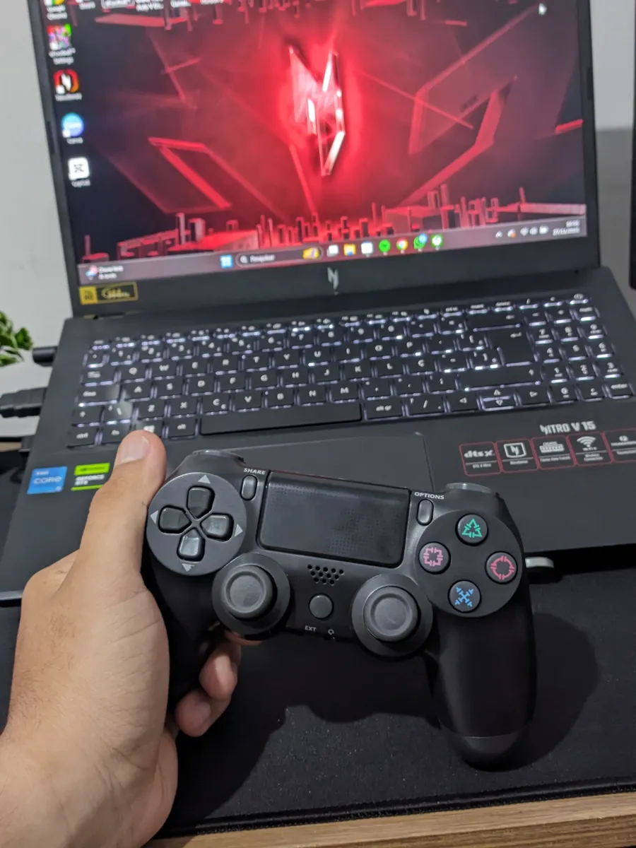 Controle Sem Fio Joystick Bluetooth Para Ps4 Videogame Tv Samsung Pc P4 Ps 4 Dual Shock Manete Pc Gamer Tv Smart Controle Bluetooth Celular Headset Sem Fio Com P2 - Marca Redfin