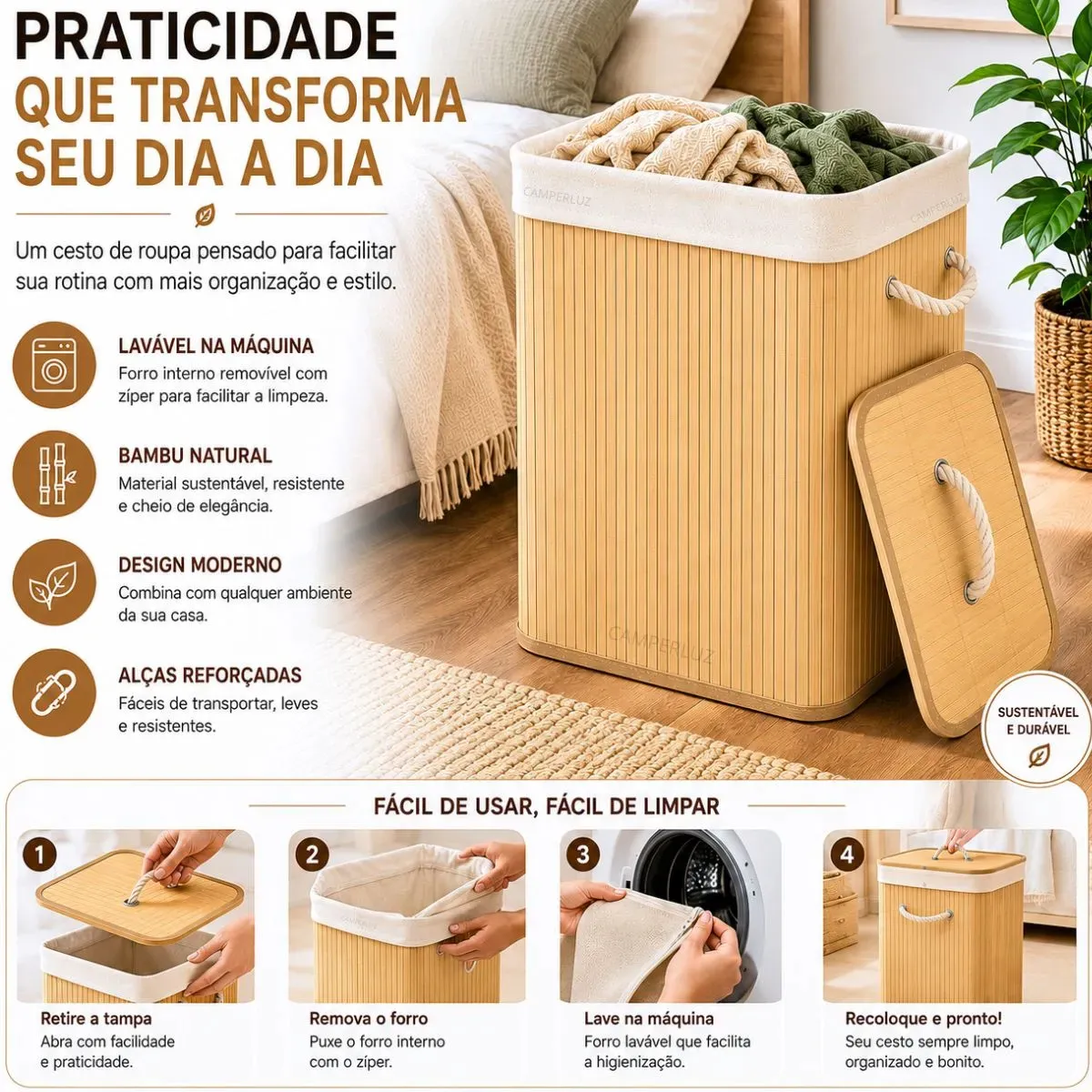 CESTO ORGANIZADOR DE ROUPAS DOBRÁVEL