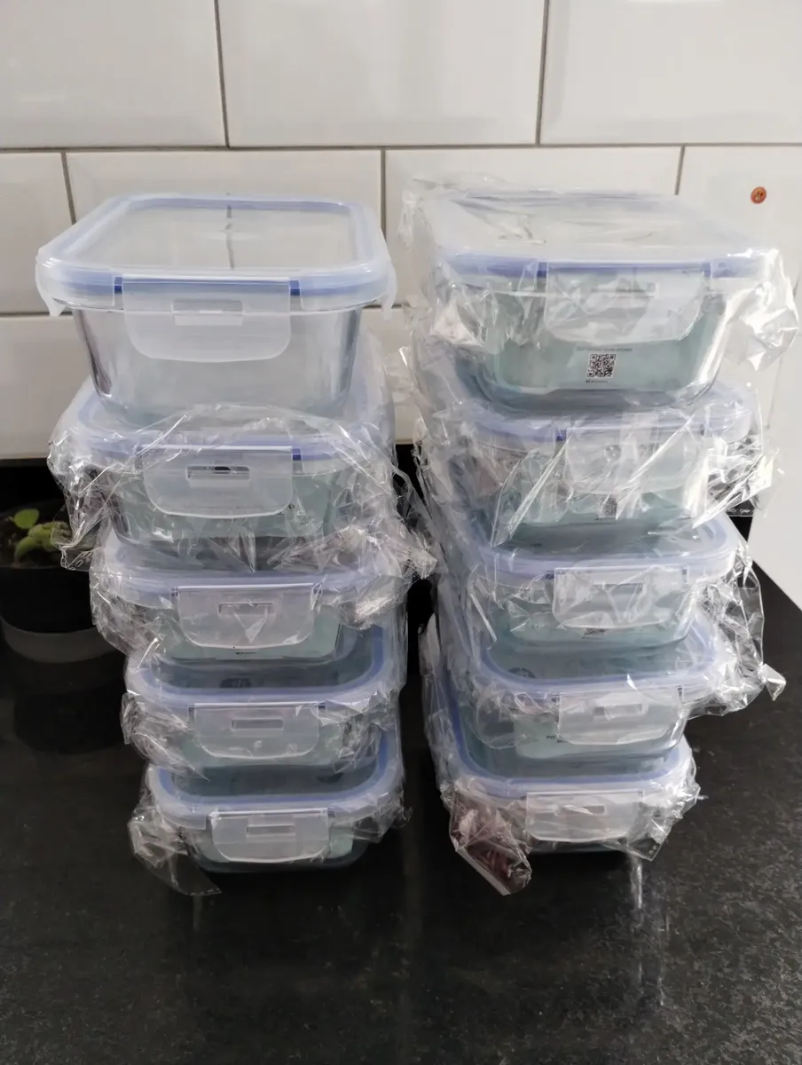 KIT COM 10 POTES HERMÉTICOS DE VIDRO