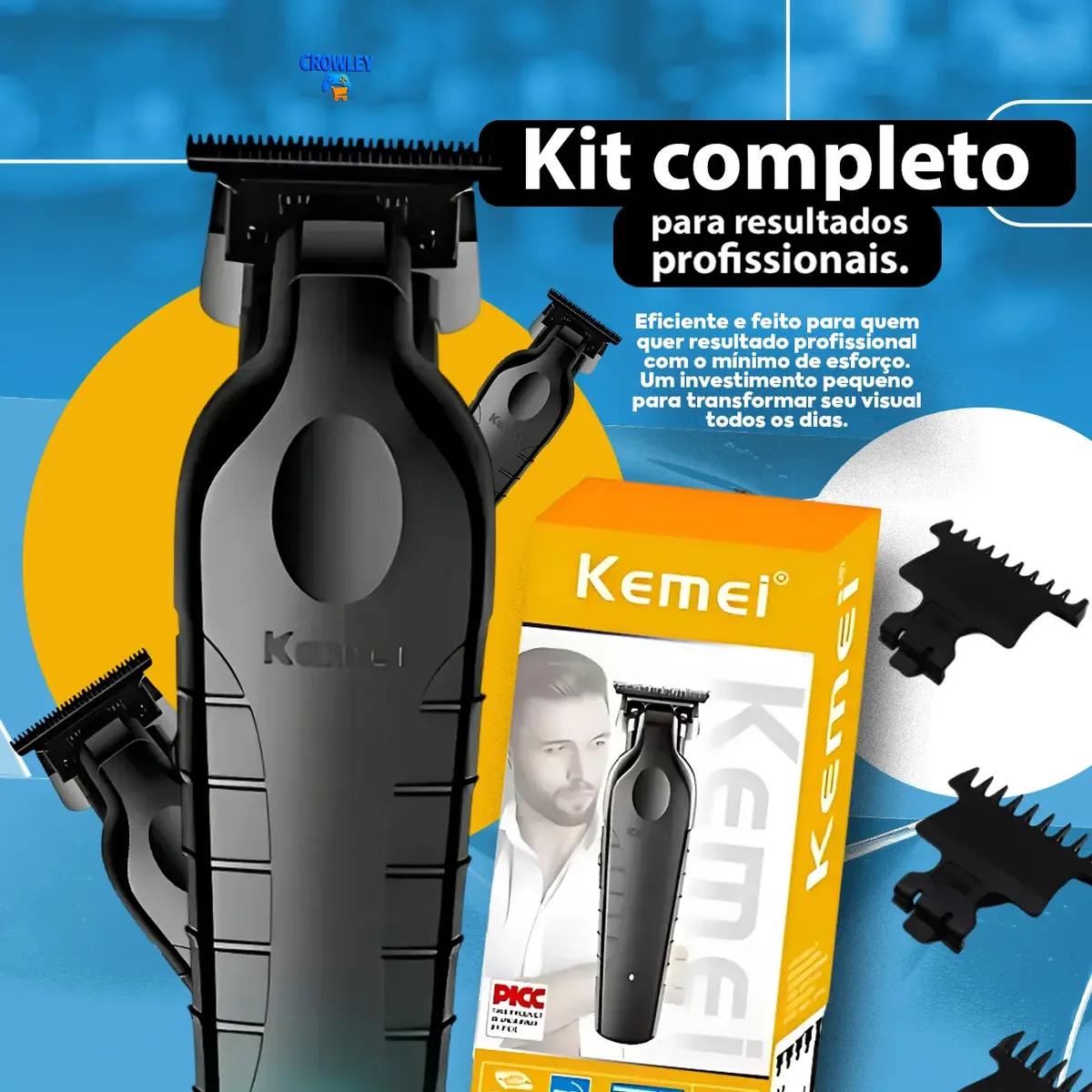 Máquina De Acabamento Corta Cabelo Profissional Kemei 2299 P