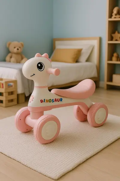 Motoca Infantil De Equilíbrio C/ Luz E Som Dino Rosa - HK Brinquedos - Quadriciclo Infantil - Magazine Promosam