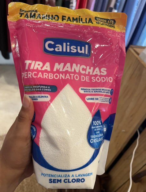 Percarbonato de Sódio 1kg 100% Puro Tira Manchas em Pó Sem Cloro, Biodegradável e Seguro para Roupas Brancas, Coloridas e Limpeza Doméstica Calisul