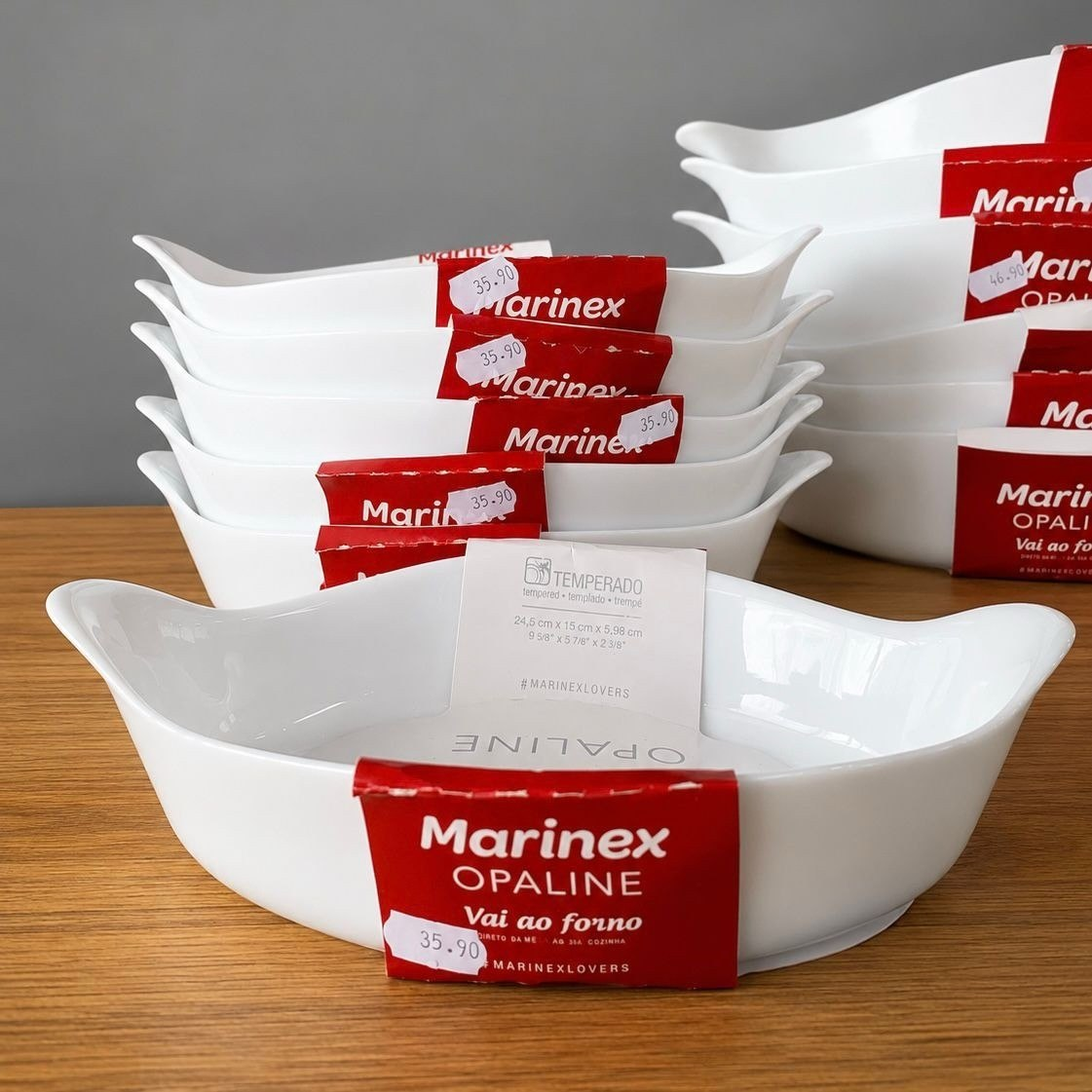 Marinex Conjunto de Assadeiras Oval Opaline 3 Peças Branco