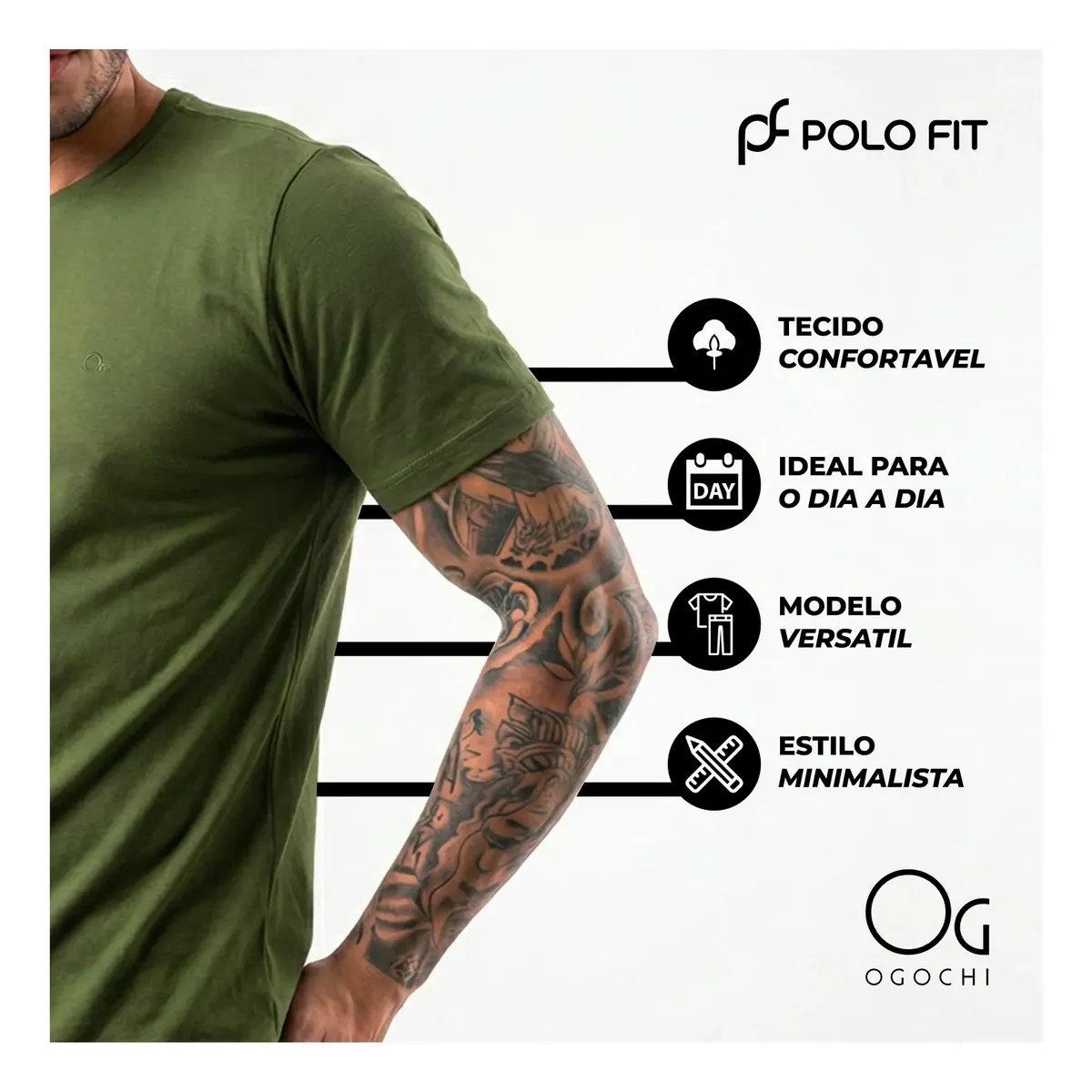 Camiseta Ogochi Básica Algodão Original Lisa Masculina