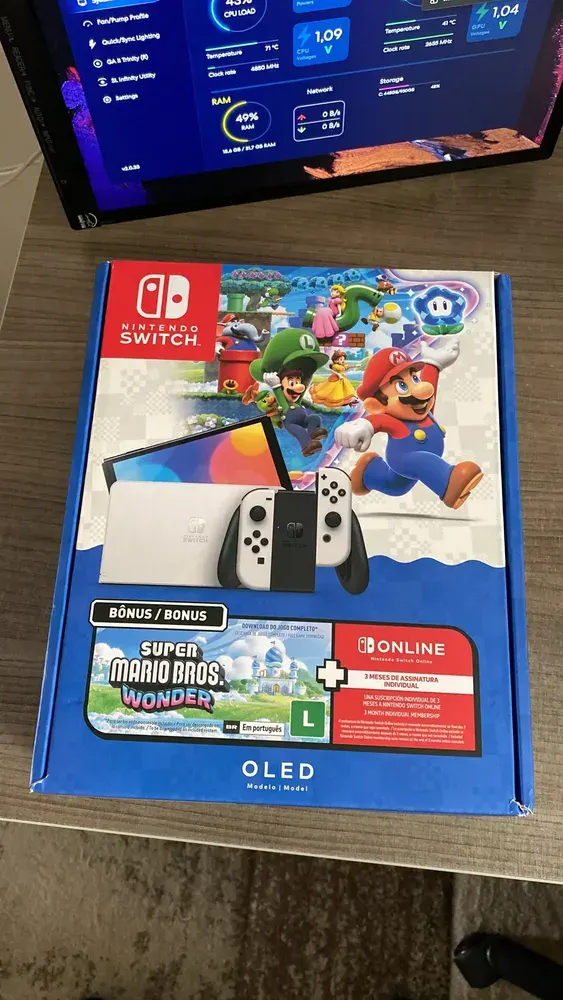 Bundle Nintendo Switch OLED + Super Mario Bros. Wonder + 3 Meses de Assinatura Nintendo Switch Online