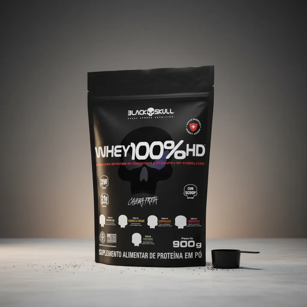 Suplemento en pó Black Skull Whey Protein Massa Muscular Proteína de Whey 100% HD sabor chocolate x 900g
