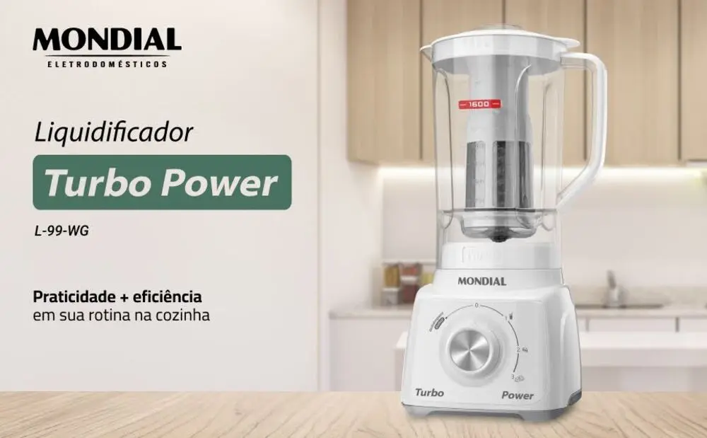 Liquidificador Turbo Power Mondial 550W L-99 WG