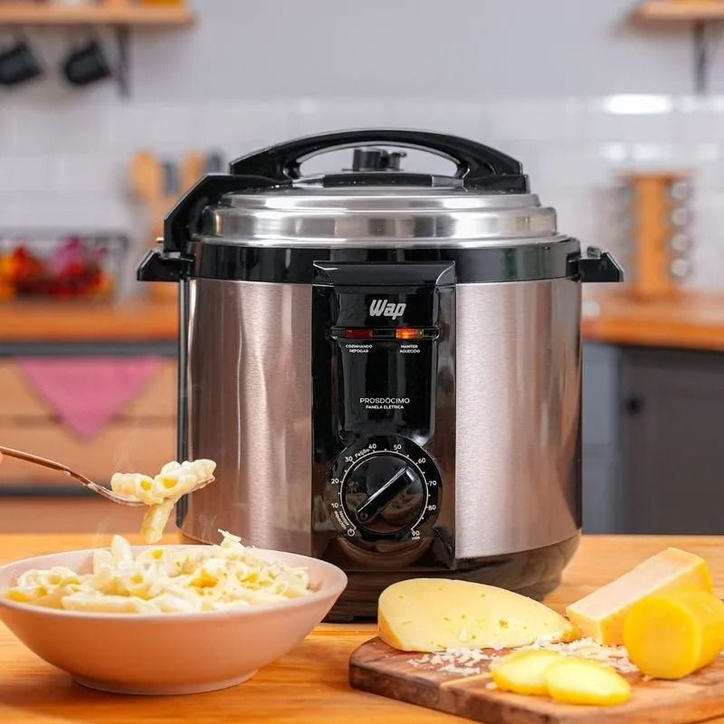 Panela de Pressão Elétrica WAP Wppe2 5 Llitro Antiaderente 900W Inox e Preta
