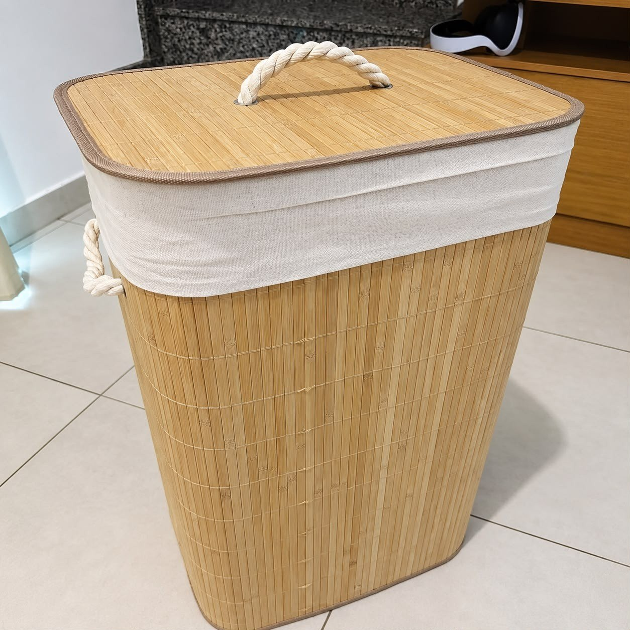 Cesto De Roupas De Bambu 70 Litros Yikasa