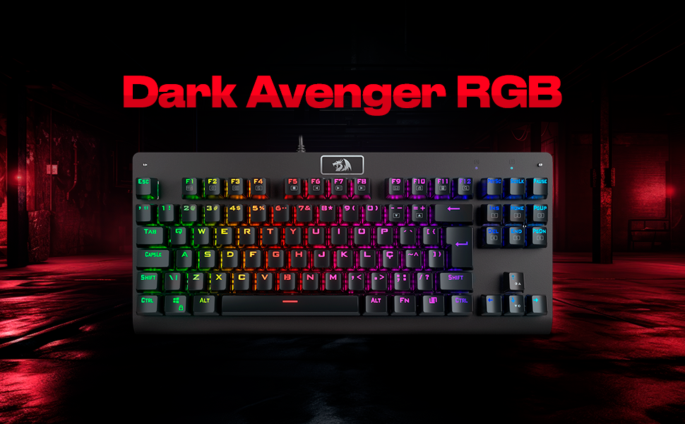 Teclado Mecânico Gamer Redragon Dark Avenger K568-2 Rgb Switch Brown Com Fio