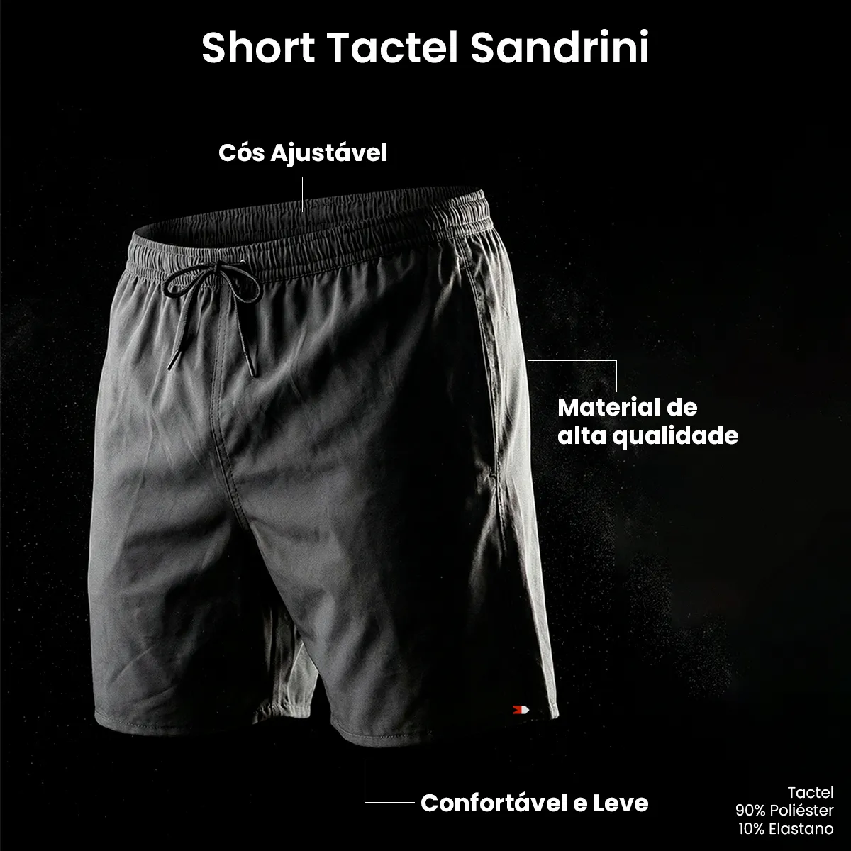 Kit 2 Shorts Bermuda Tactel Elástico Sandrini Academia Sport