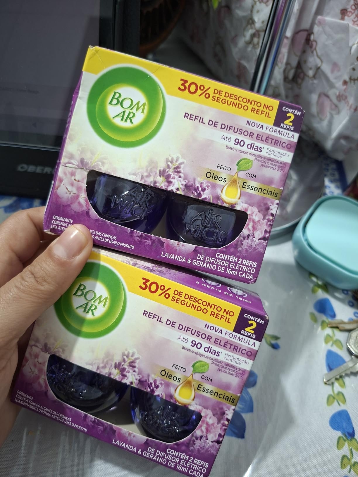 Difusor Elétrico Bom Ar Lavanda e Gerânio Refil, 2 unidades, 16ml