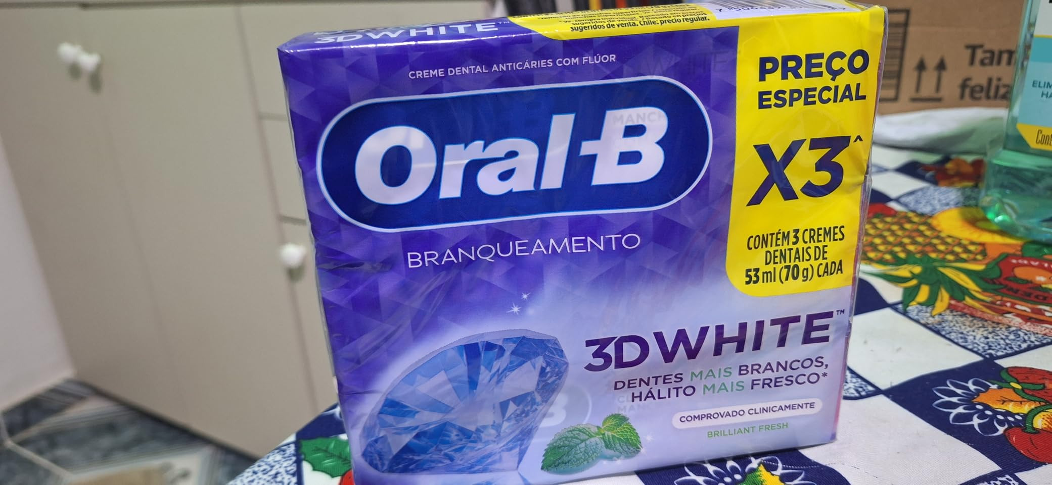 Oral-B Pasta de Dente 3D White Brilliant Fresh, 3 Unidades de 70 g
