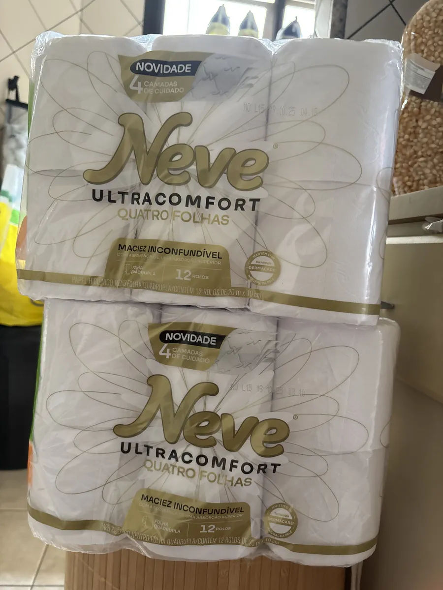 Neve Papel Higiênico Ultracomfort, Folha Quádrupla, 20m, 12 rolos
