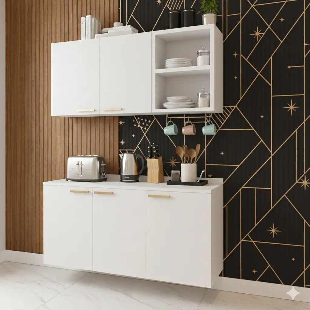 Armário De Cozinha Branco Suspenso + Balcão 3 Portas Móvel