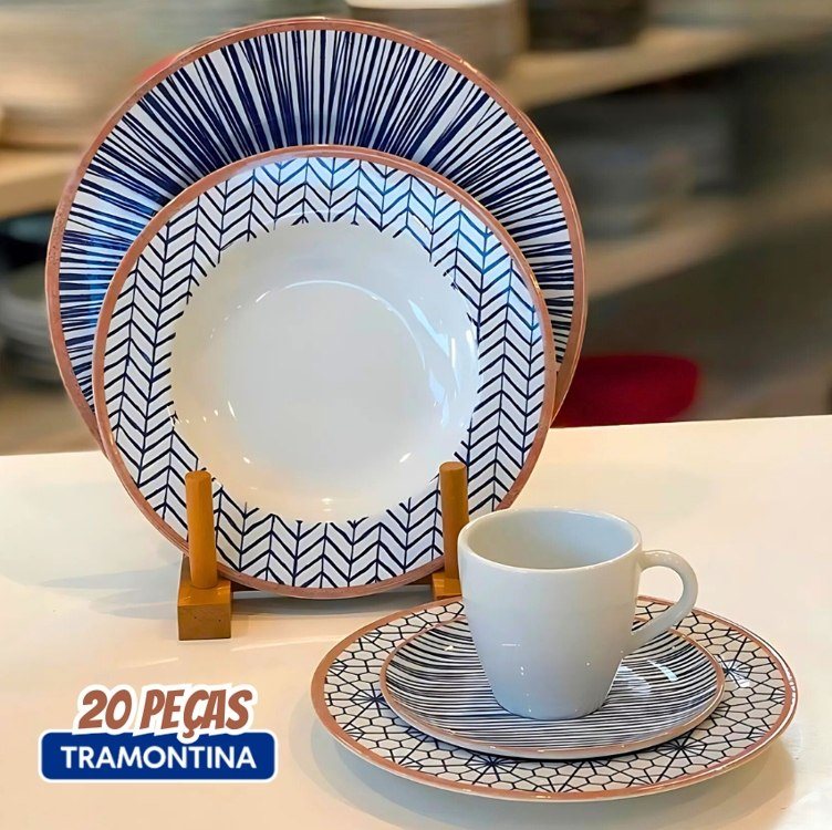 Aparelho de Jantar Tramontina Abstratta 20 Peças Cor Branco Liso