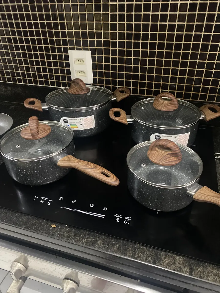 Jogo De Panelas Brinox Antiaderente Ceramic Indução 5 Peças