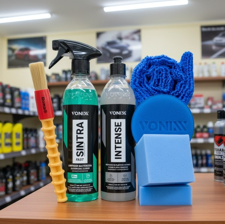 Kit de Limpeza e Recuperação de Plasticos Internos e Externos do Carro - VONIXX - Kit Limpeza Automotiva - Magazine Promosam