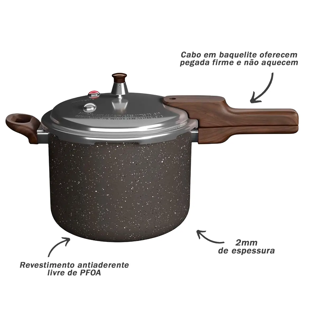 Panela De Pressão Fechamento Externo Presscook Grafito 4,2l - Mimo Style