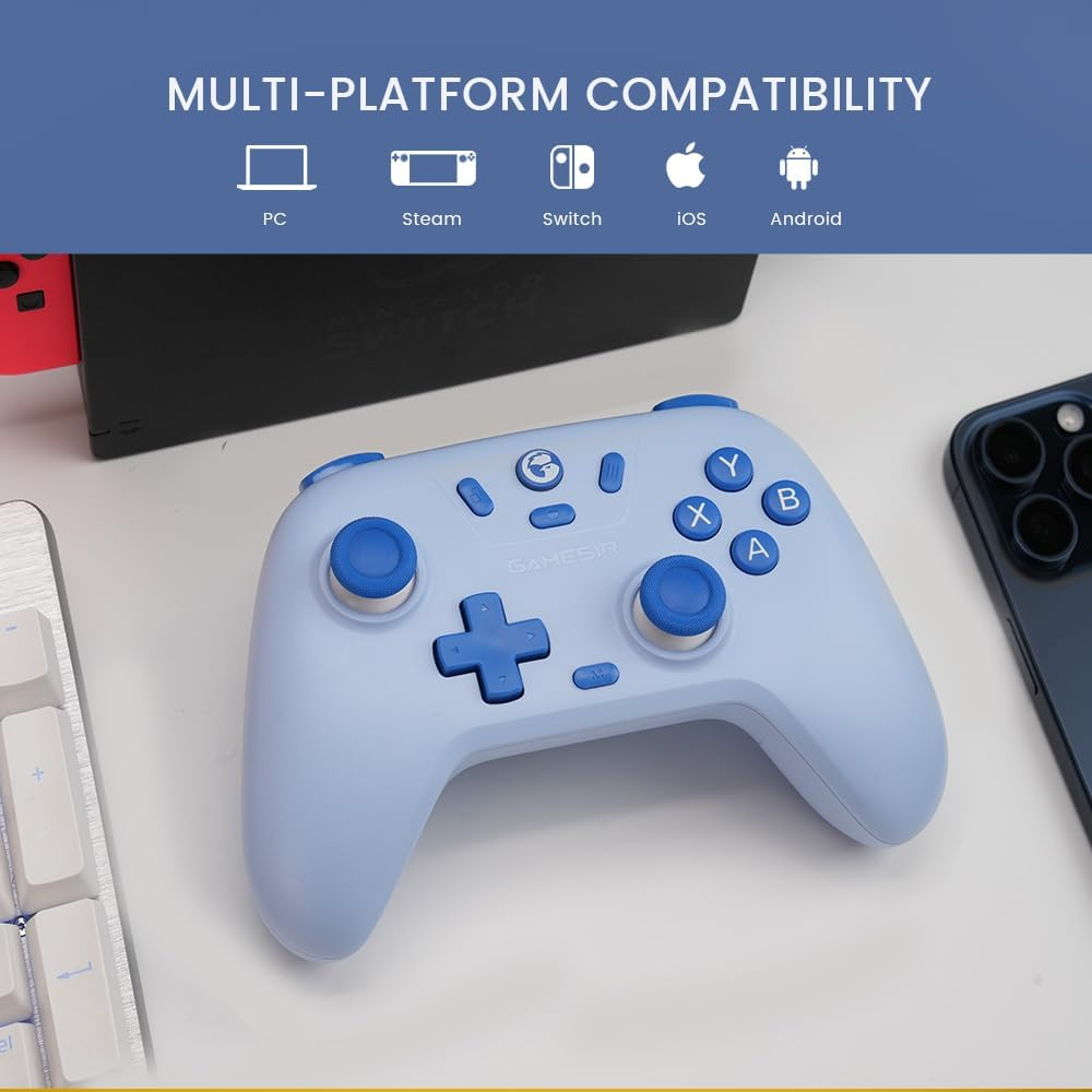 GameSir Nova Lite Controle Bluetooth e Sem Fio 2.4G para PC Windows, Celular Android iPhone, Nintendo Switch e Steam Deck, Gamepad com Hall Effect Anti-Drift, Turbo, Vibração, Dongle USB - Auzl