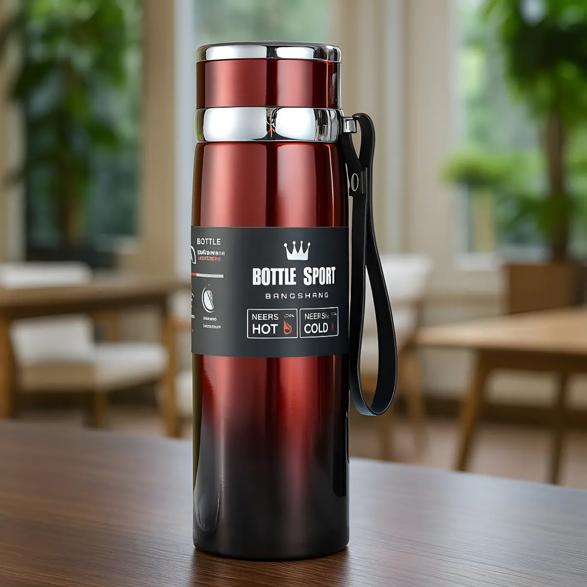 Garrafa Térmica 800ml Água Squeeze Inox Academia Com Alça