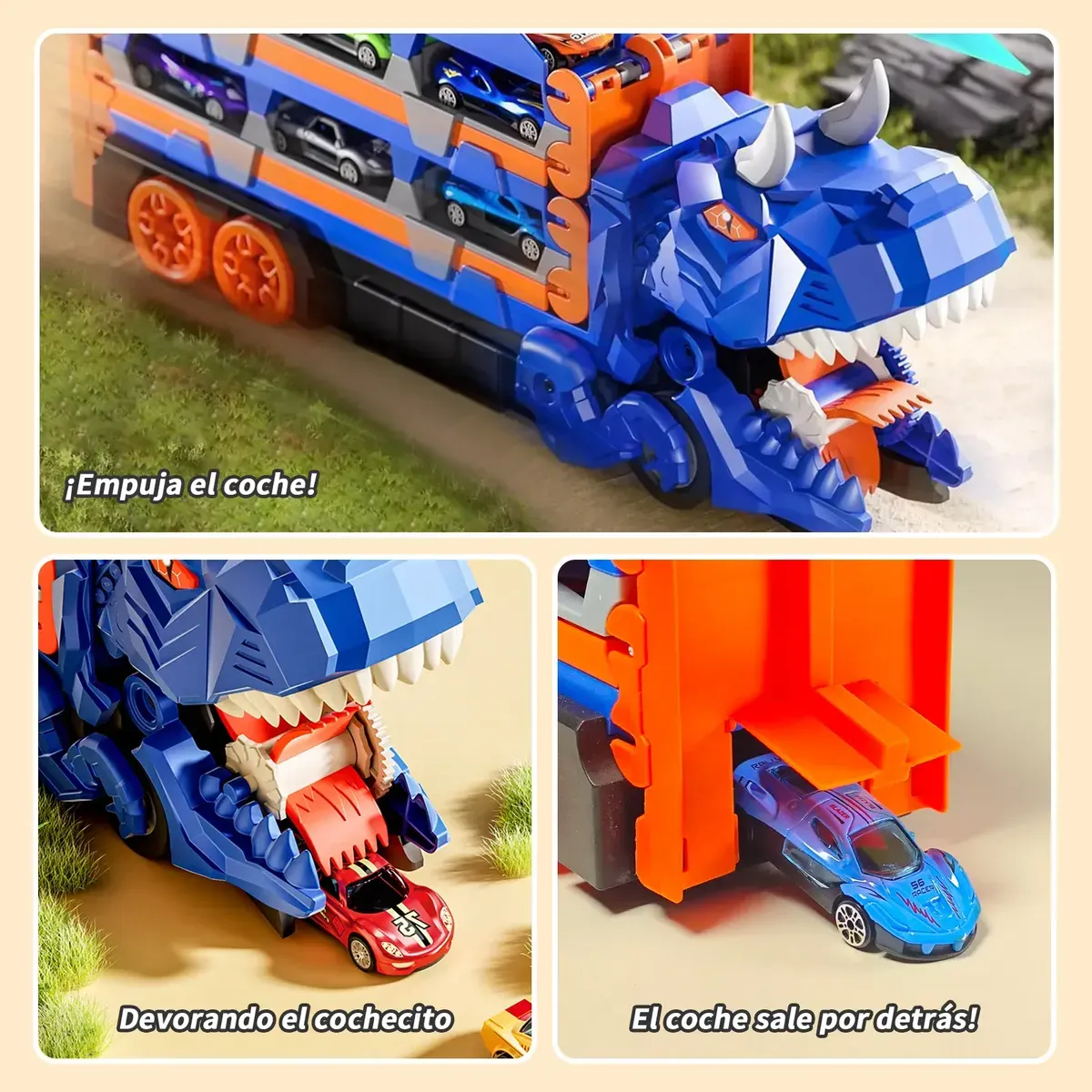 Caminhão Engolir Dinossauro Transformável Brinquedo Con 6car